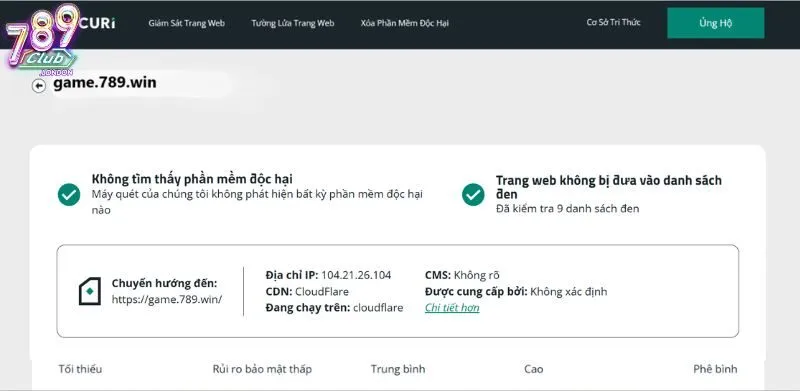 Kết quả kiểm tra đối với tên miền chính thức