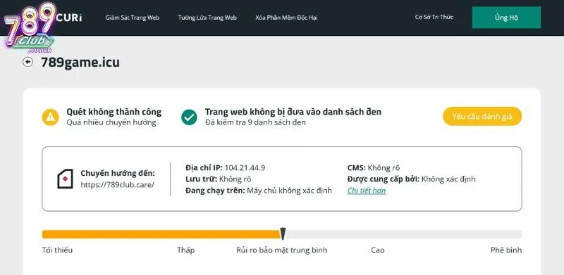 Kết quả kiểm tra đối với tên miền giả mạo
